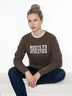 ROOTS 73 ATHLETICS SWEATSHIRT BROWN CREWNECK SIZE MEDIUM WOMEN